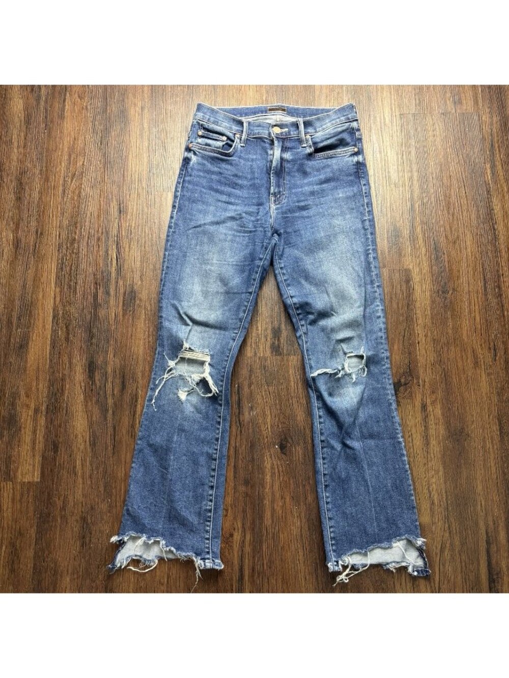 MOTHER The Insider Crop Step Chew Jeans Dancing on Coals Medium Wash Size 27